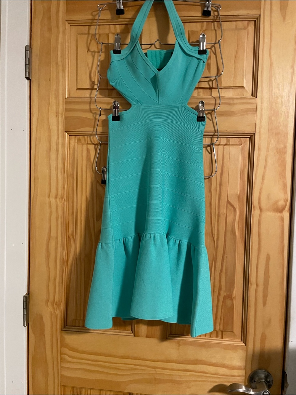 Guess Green Halter Fit-and-Flare Midi Dress
